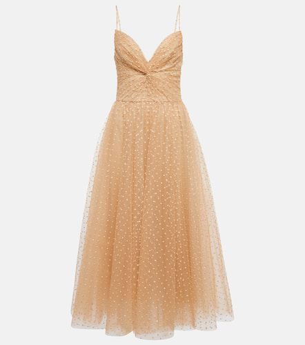 Dotted tulle midi dress - Monique Lhuillier - Modalova