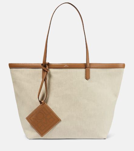 Leather-trimmed canvas tote bag - Toteme - Modalova