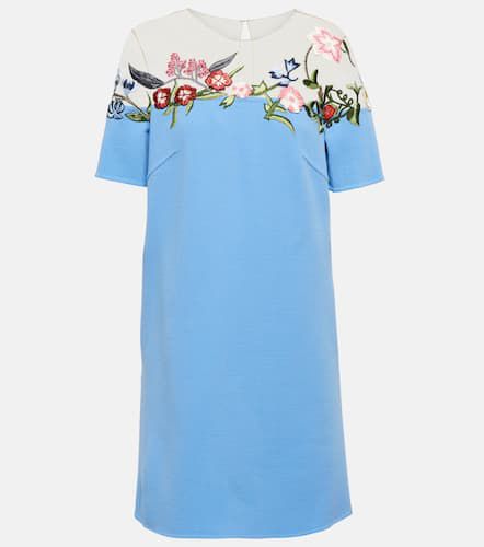 Floral embroidered wool-blend minidress - Oscar de la Renta - Modalova