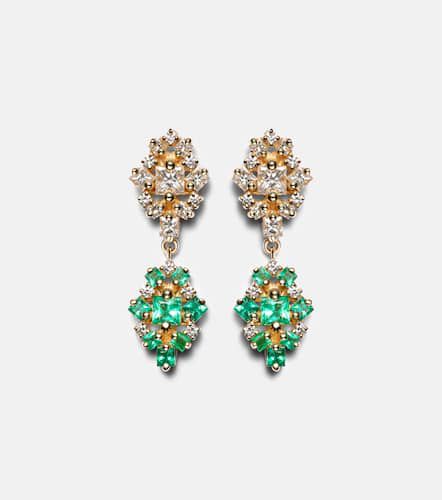 La Fantaisie 18kt gold drop earrings with diamonds and emeralds - Suzanne Kalan - Modalova