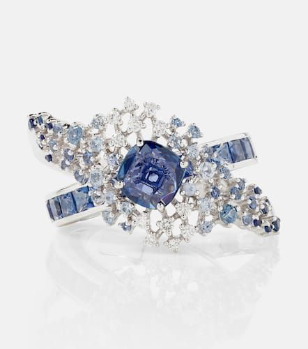 Scatter Orbit 18kt white gold ring with sapphires and diamonds - Ananya - Modalova