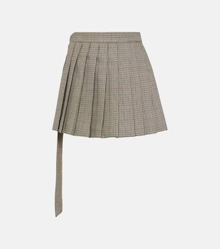 Pleated houndstooth virgin wool miniskirt - Ami Paris - Modalova