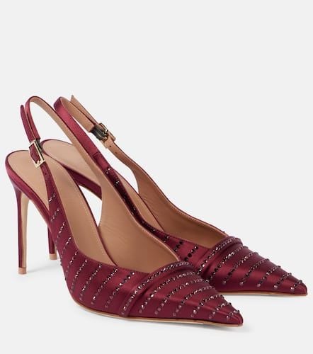 Jazz 90 embellished satin slingback pumps - Malone Souliers - Modalova