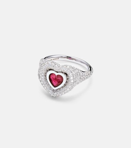 Manaal 2.0 18kt white gold pinky ring with ruby and diamonds - Kamyen - Modalova