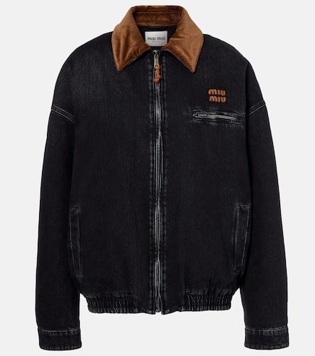 Miu Miu Logo denim jacket - Miu Miu - Modalova