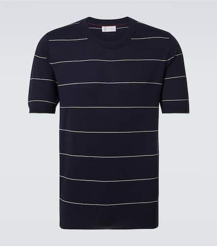 Striped cotton jersey T-shirt - Brunello Cucinelli - Modalova