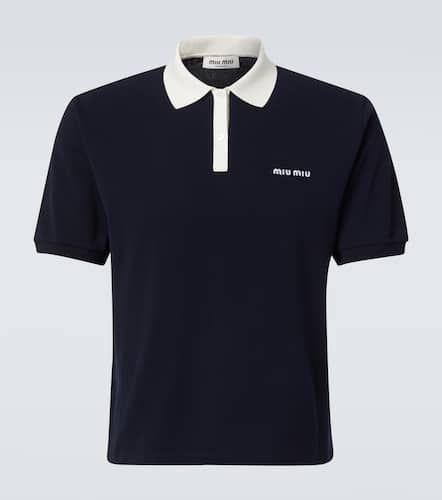 Logo cropped cotton piquÃ© polo shirt - Miu Miu - Modalova