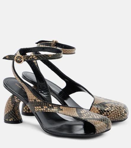 Snake-effect leather sandals - Dries Van Noten - Modalova