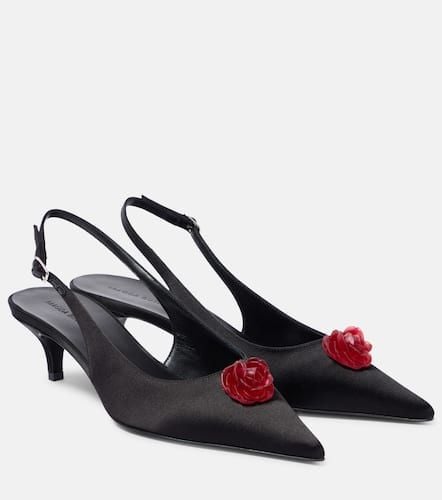 Floral-appliquÃ© satin slingback pumps - Magda Butrym - Modalova