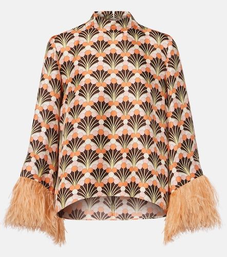 Top Make An Exit de sarga de seda con plumas - La DoubleJ - Modalova