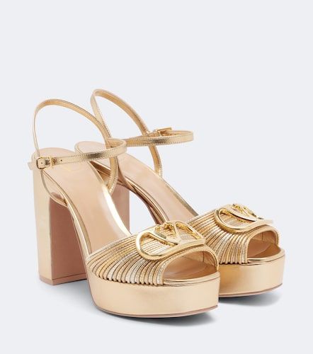 Sandalias con plataforma VLogo de piel metalizada - Valentino Garavani - Modalova