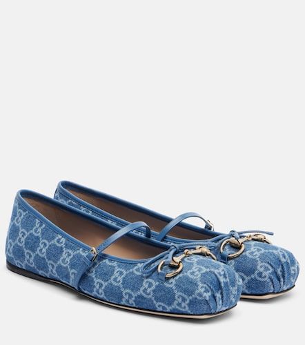 Bailarinas de denim GG con Horsebit - Gucci - Modalova