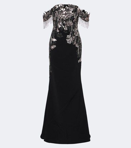 Abito lungo in velluto con paillettes - Georges Hobeika - Modalova
