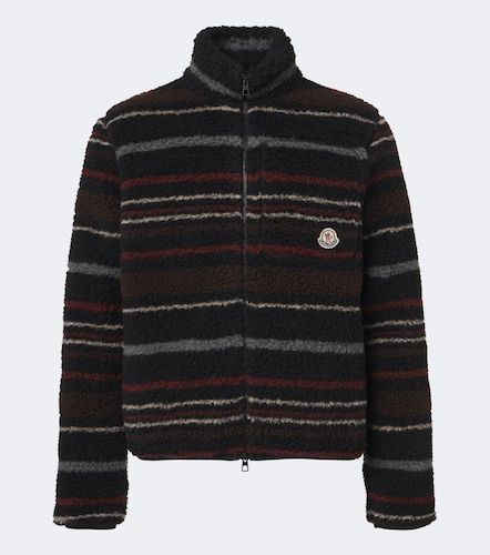 Striped wool-blend fleece zip-up cardigan - Moncler - Modalova