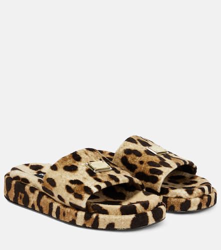 Logo leopard-print terrycloth slides - Dolce&Gabbana - Modalova