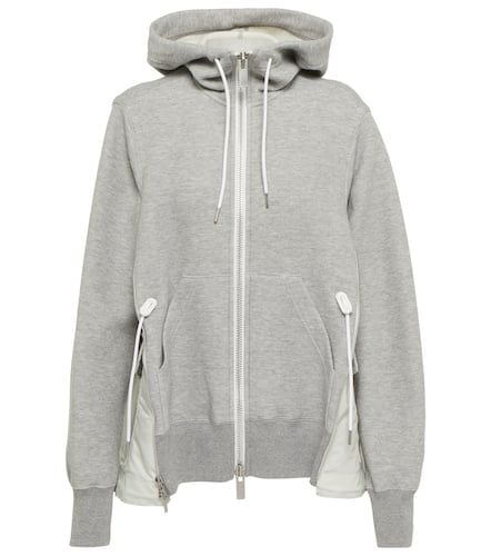 Paneled cotton-blend jersey hoodie - Sacai - Modalova