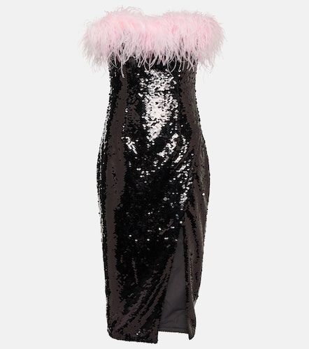 Abito midi con paillettes e piume - Self-Portrait - Modalova