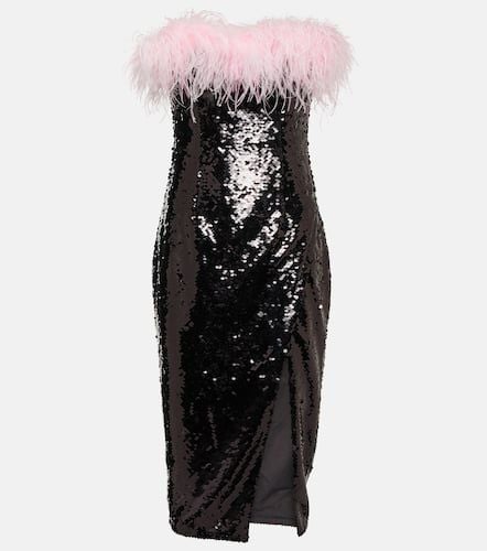 Feather-trimmed sequined midi dress - Self-Portrait - Modalova