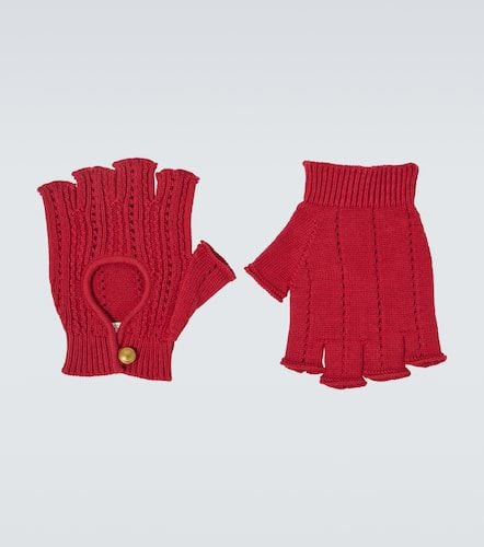 Ribbed-knit cotton fingerless gloves - Valentino Garavani - Modalova