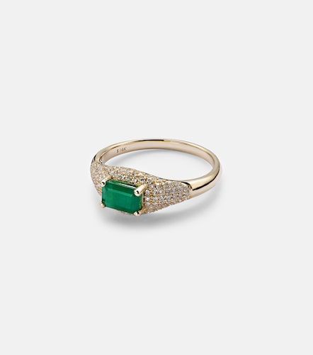 Anello in 14kt con diamanti e smeraldo - Stone and Strand - Modalova