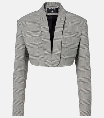 Houndstooth cropped wool-blend blazer - Balmain - Modalova