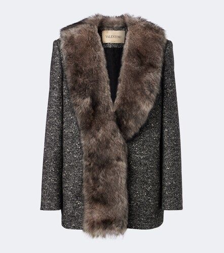 Blazer aus Bouclé mit Shearling - Valentino - Modalova