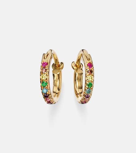 Kt hoop earrings with diamonds and stones - Ileana Makri - Modalova