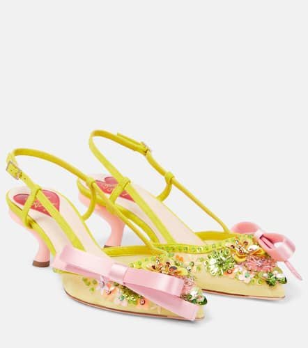 Virgule embellished satin slingback pumps - Roger Vivier - Modalova