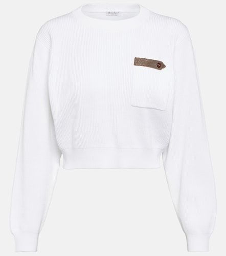 Sudadera cropped en jersey de algodón - Brunello Cucinelli - Modalova
