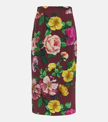 Floral silk-blend charmeuse midi skirt - Dolce&Gabbana - Modalova