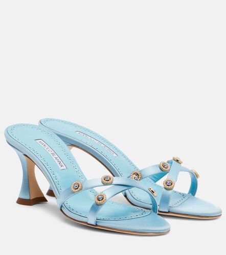 Pyrenea embellished satin mules - Manolo Blahnik - Modalova