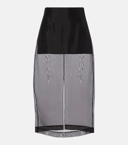 Falda midi de organza de seda de tiro alto - Frame - Modalova