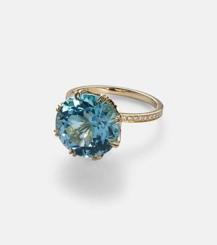 Solitaire Crown 18kt ring with topaz and diamonds - Ileana Makri - Modalova