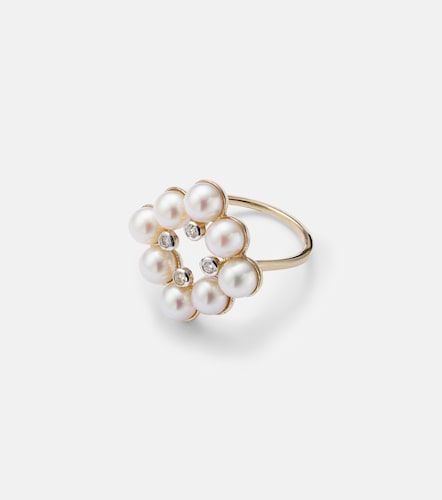 Anello in 14kt con perle e diamanti - Mateo - Modalova