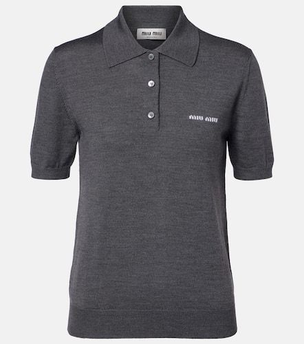 Miu Miu Polo in lana con logo - Miu Miu - Modalova