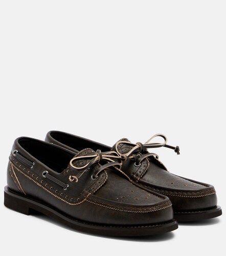 Monili leather boat shoes - Brunello Cucinelli - Modalova