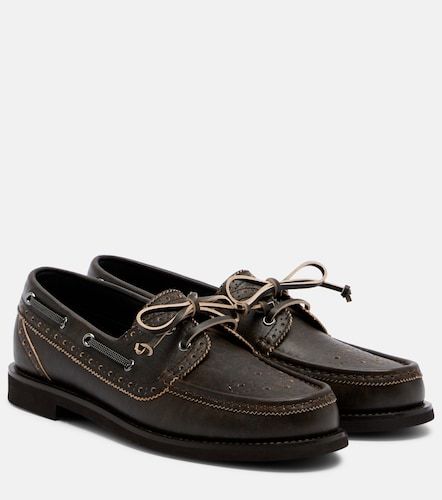 Monili leather boat shoes - Brunello Cucinelli - Modalova
