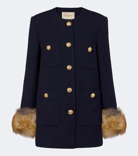 Jacke aus Tweed mit Shearling - Valentino Garavani - Modalova