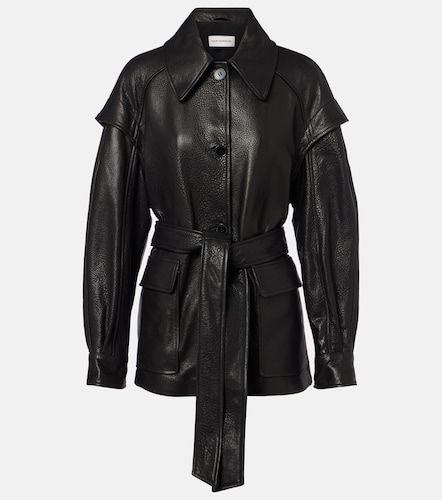 Perrin belted leather jacket - Nour Hammour - Modalova