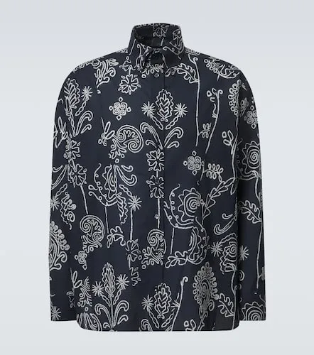 Printed cotton seersucker shirt - Giorgio Armani - Modalova