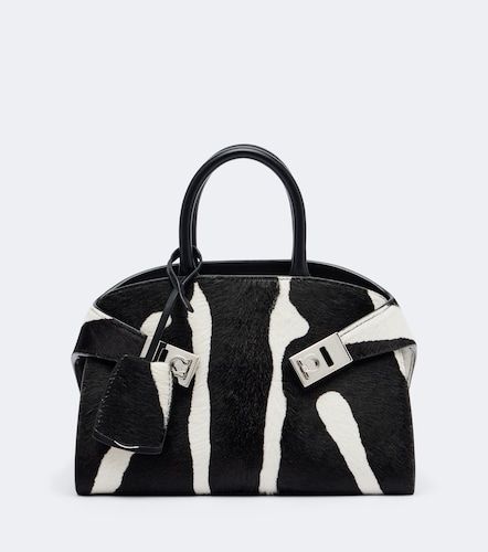 Hug Small zebra print top-handle bag - Ferragamo - Modalova