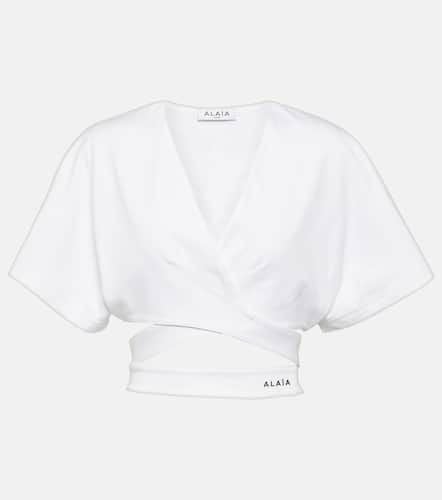 AlaÃ¯a Logo cotton jersey crop top - Alaia - Modalova