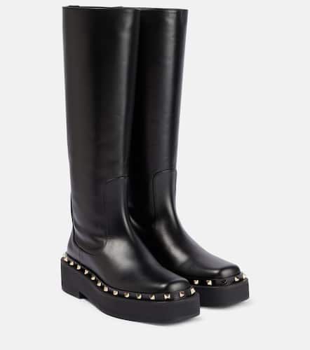 Rockstud leather knee-high boots - Valentino Garavani - Modalova