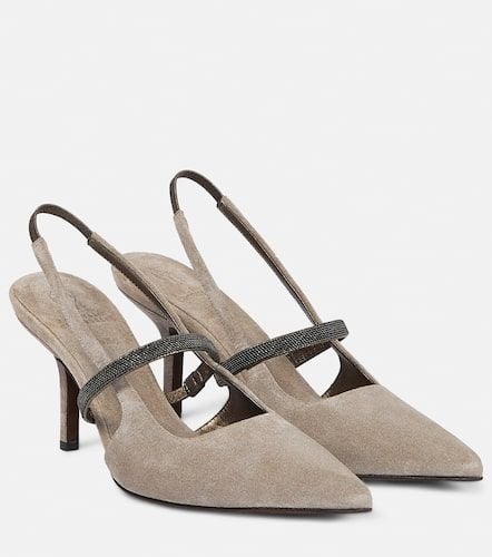 Monili suede slingback pumps - Brunello Cucinelli - Modalova