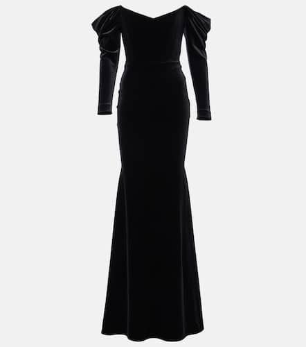 Draped off-shoulder velvet gown - Alex Perry - Modalova