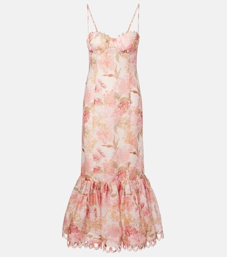 Vestido midi Como de lino y seda floral - Zimmermann - Modalova