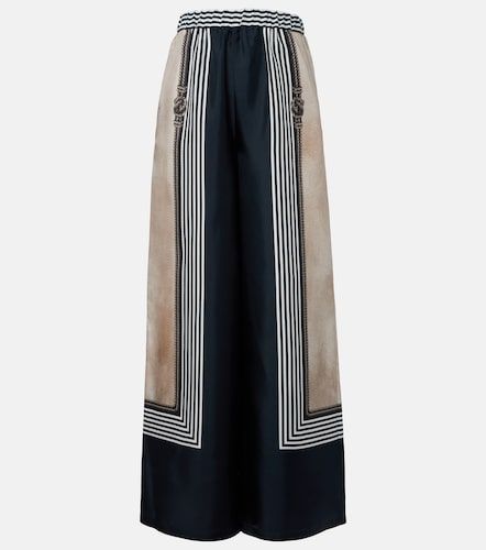 Pantaloni palazzo in twill di seta con stampa - Max Mara - Modalova