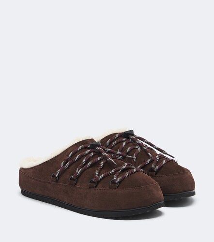 Prada Shearling-lined suede mules - Prada - Modalova