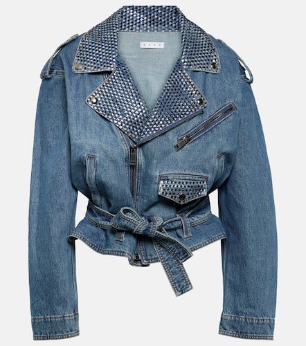 Crystal-embellished denim jacket - Area - Modalova