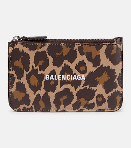 Cash leopard-print leather card holder - Balenciaga - Modalova